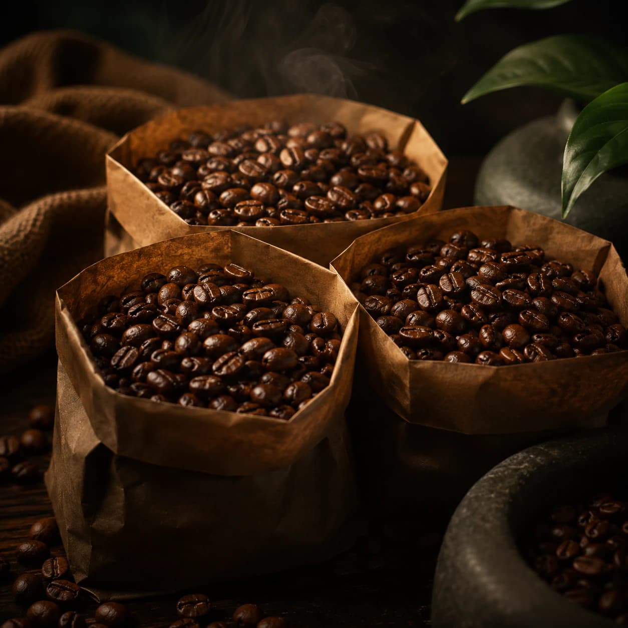 Kräftige Kaffeebohnen